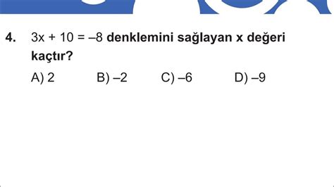 denklem çözme 7 sınıf test 33